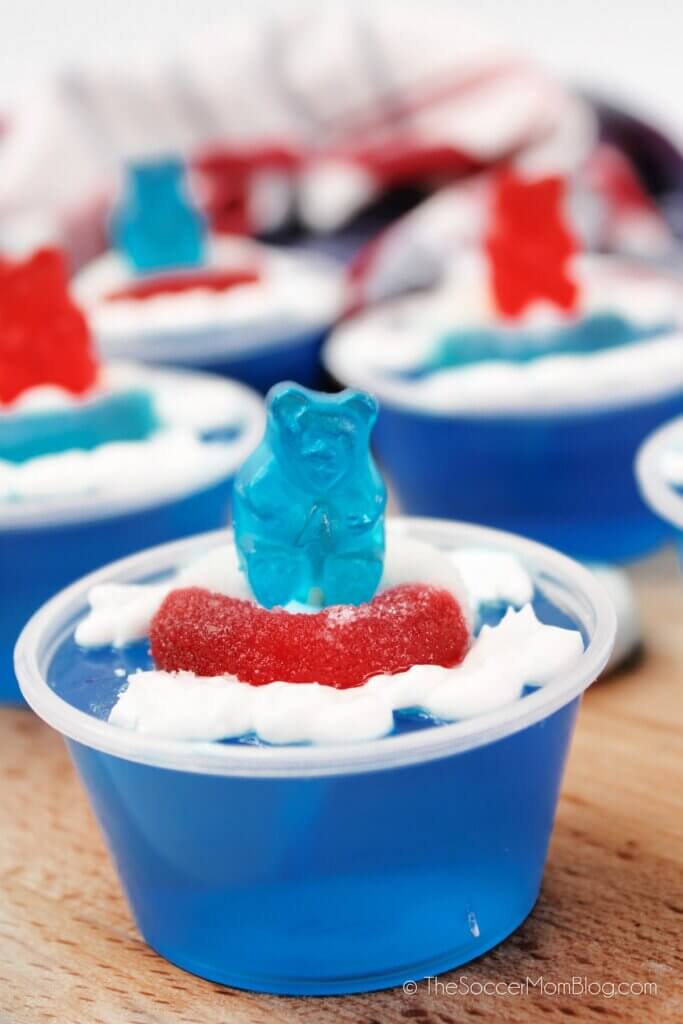 Close up of a Pool Party Jello Shot