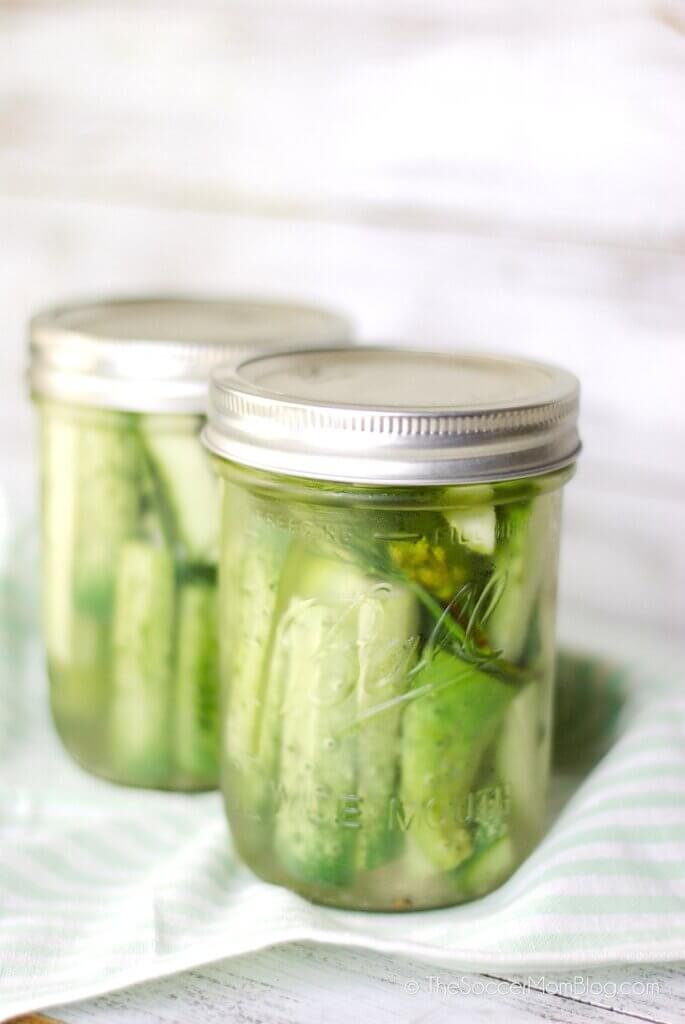 mason jars of homemade pickles
