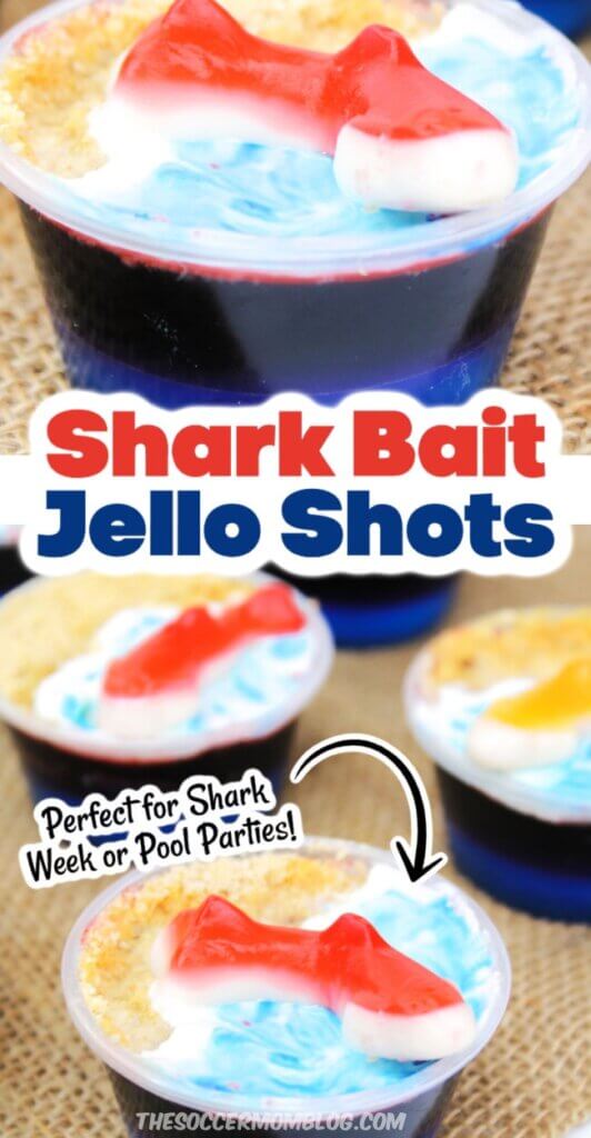 2 photo collage of "Shark Bait Jello Shots"
