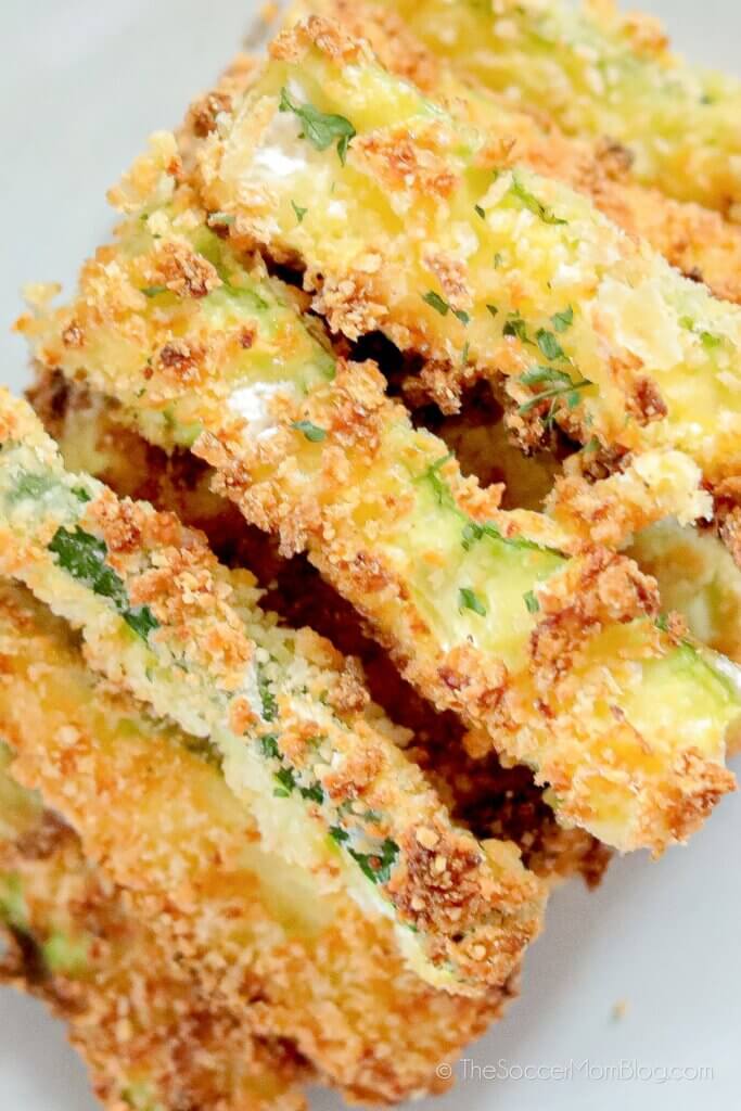 Freshly made Air Fryer Zucchini Fries, close up