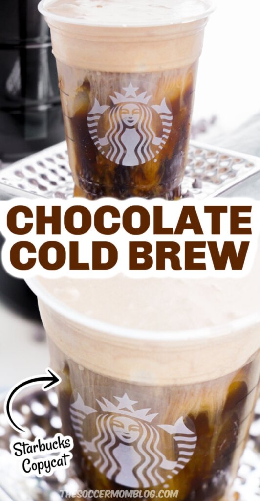 Copycat Starbucks Chocolate Cold Brew , 2 image collage with text overlay of recipe title