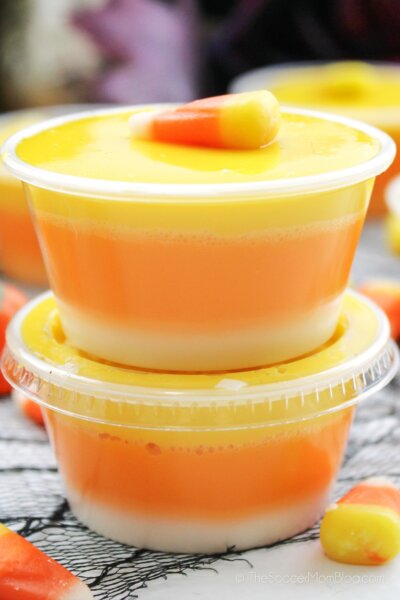Two Candy Corn Jello Shots stacked