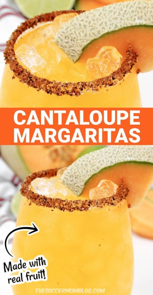 2 photo collage of Cantaloupe Margaritas