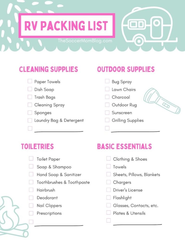 First Time RV Camping Tips & Printable Packing List - The Soccer Mom Blog