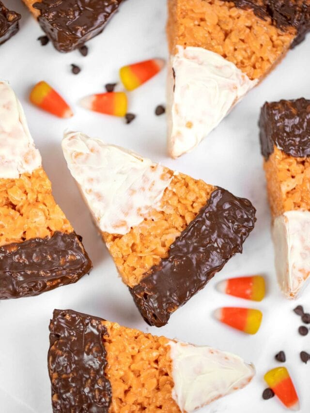 chocolate covered candy corn rice krispy treats.