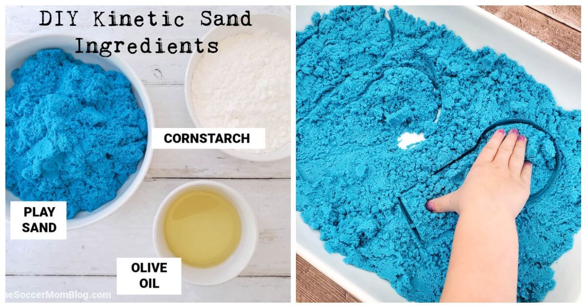 Homemade Kinetic Sand with 3 Ingredients - The Soccer Mom Blog