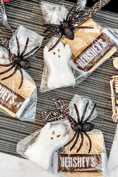 individual bags containing Halloween smores ingredients