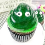 slime cupcake with green jello swirl on top