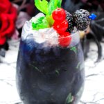 black Raven Halloween cocktail, bluish purple in color