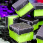 pile of green and black striped Halloween fudge
