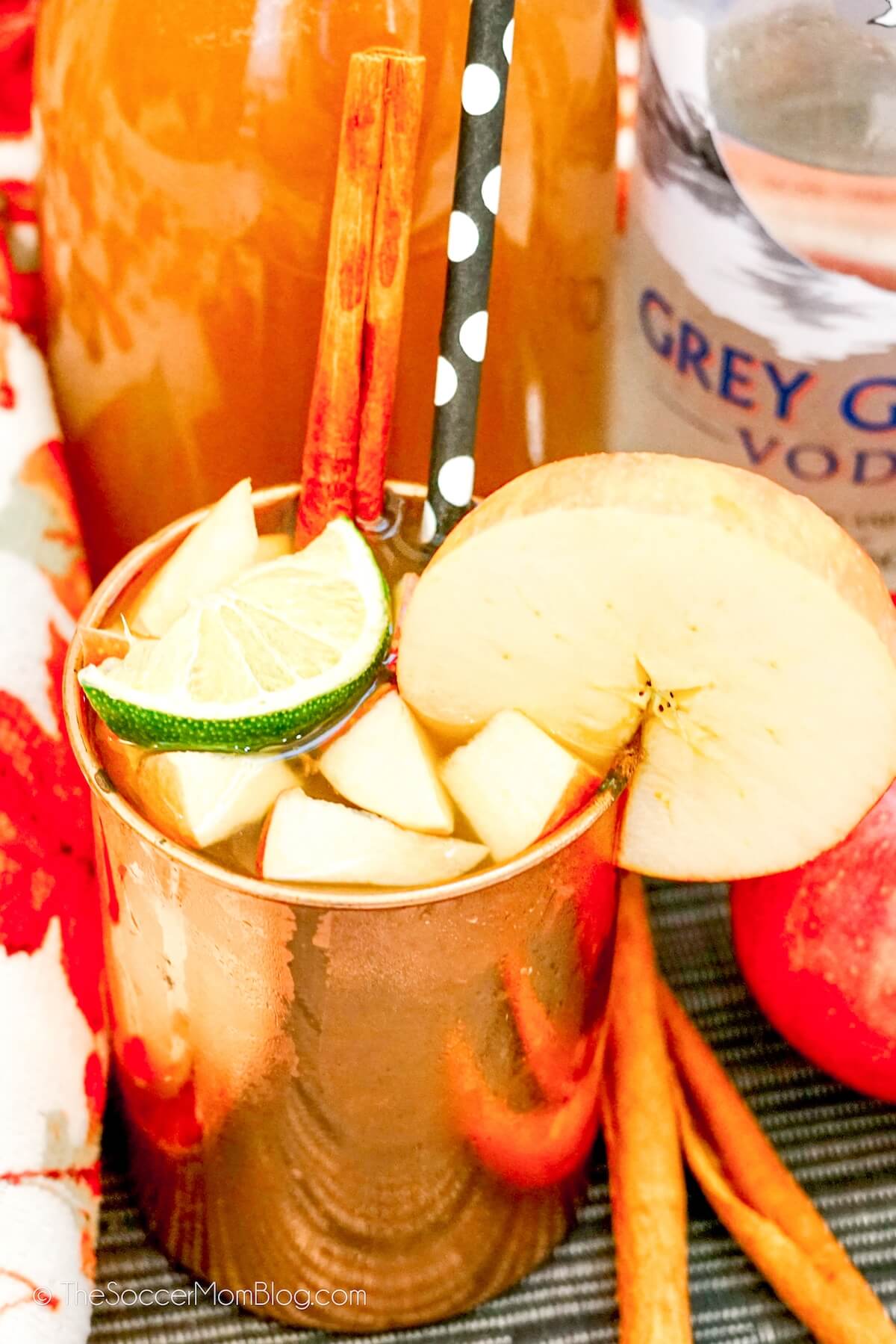 fall Moscow mules made with apples and cider