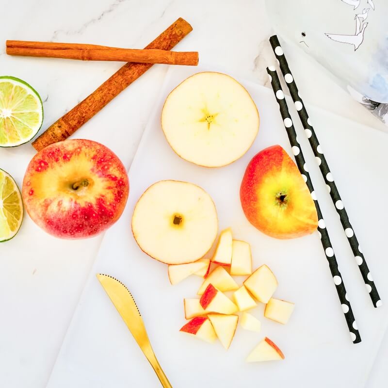 cutting apples on a cutting board