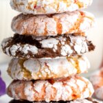 stack of multi colored crinkle cookies