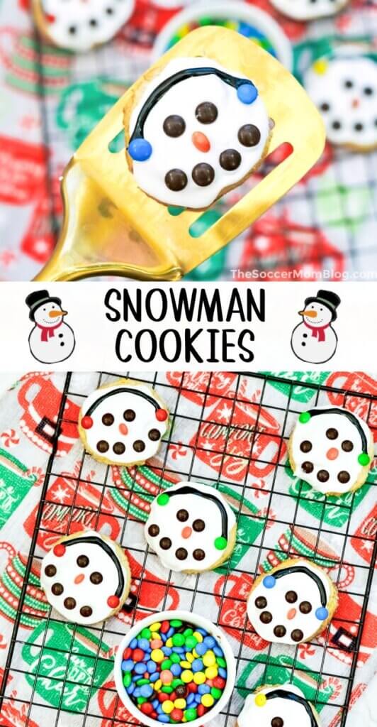 Snowman Cookies Pinterest Image, 2 photo collage
