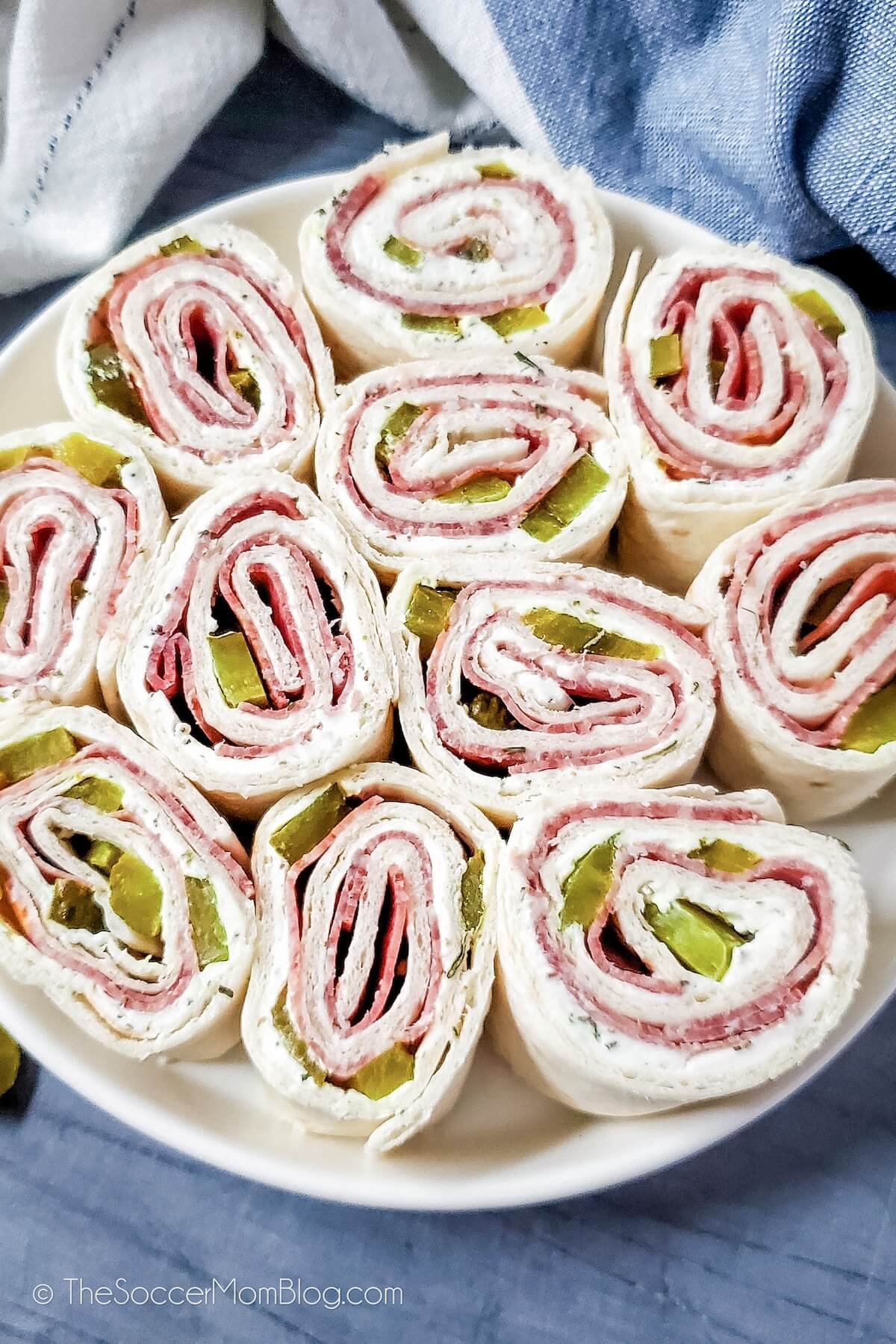 Dill Pickle Pinwheels viewed from above