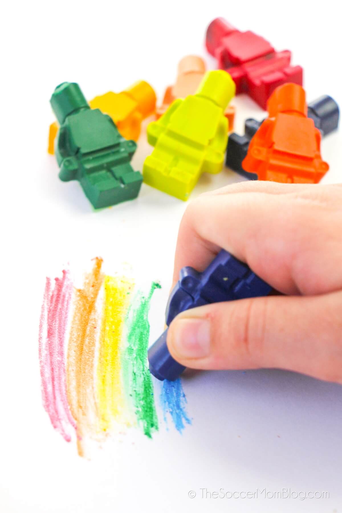 coloring with a homemade LEGO mini figure crayon