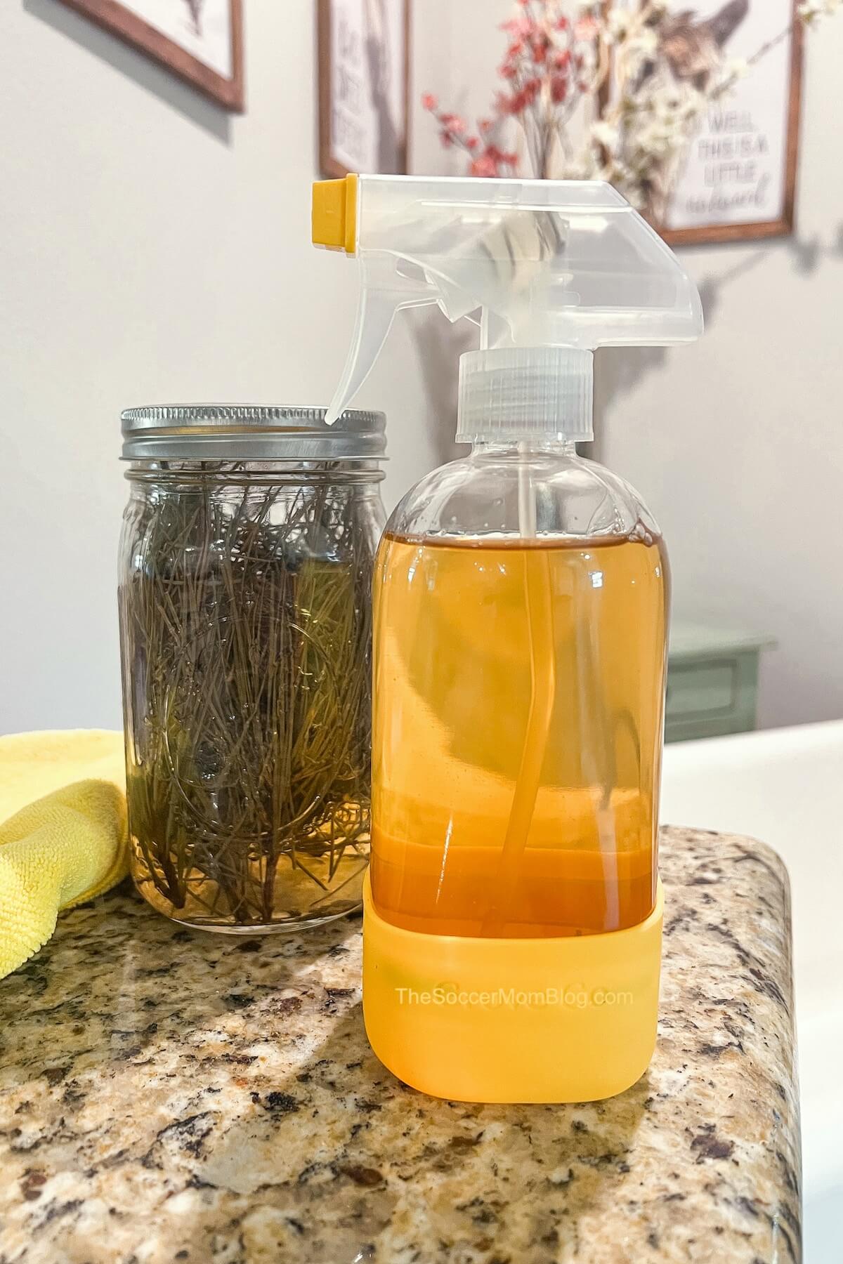 homemade pine needle cleaner in spray bottle