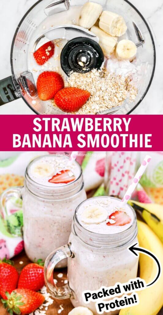 Strawberry Banana Oatmeal Smoothie Pinterest Image