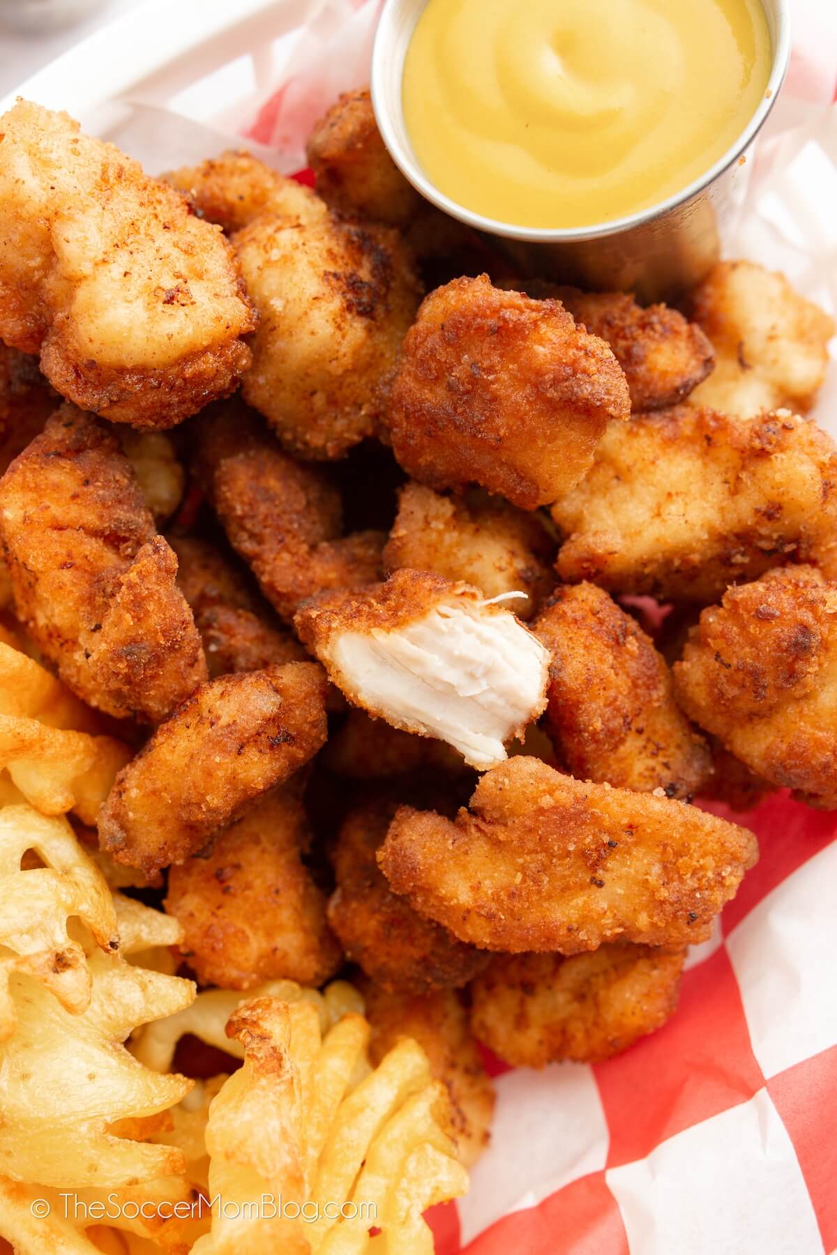 close up of a basket of copycat Chick-Fil-A chicken nuggets