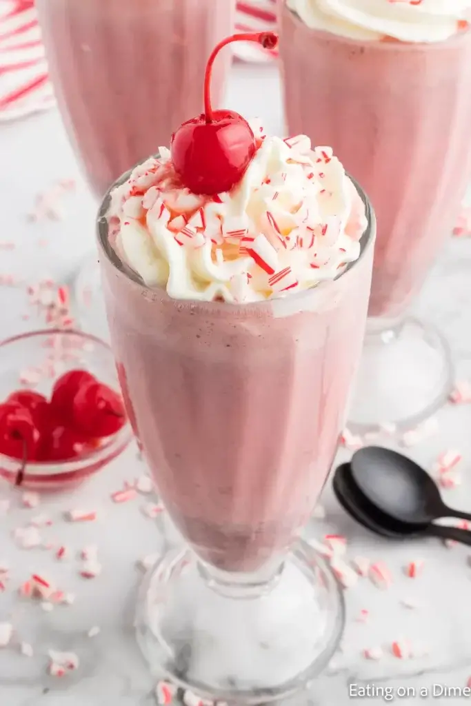 Chick-fil-a Peppermint Milkshake Recipe , pink milkshake in tall glass