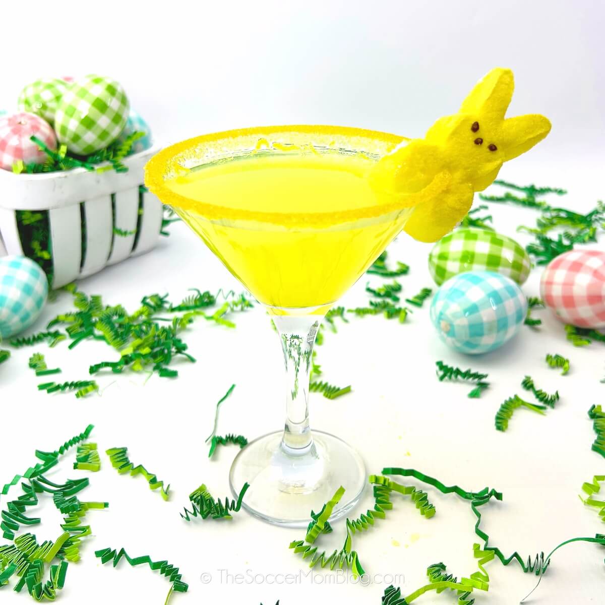 bright yellow Peeps martini Easter cocktail