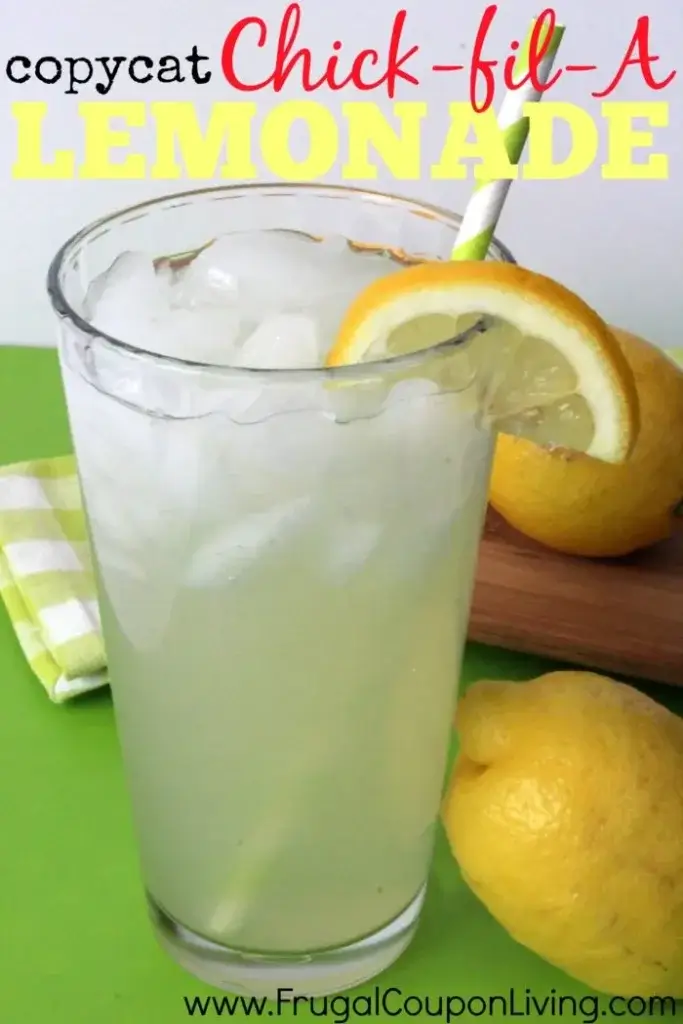 pint glass of lemonade; text overlay "Copycat Chick-fil-A Lemonade"