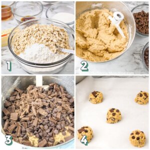 4 photo step by step to show how to make copycat chick-fil-a cookies