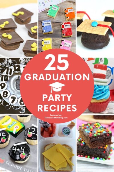 collage of graduation themed recipe ideas