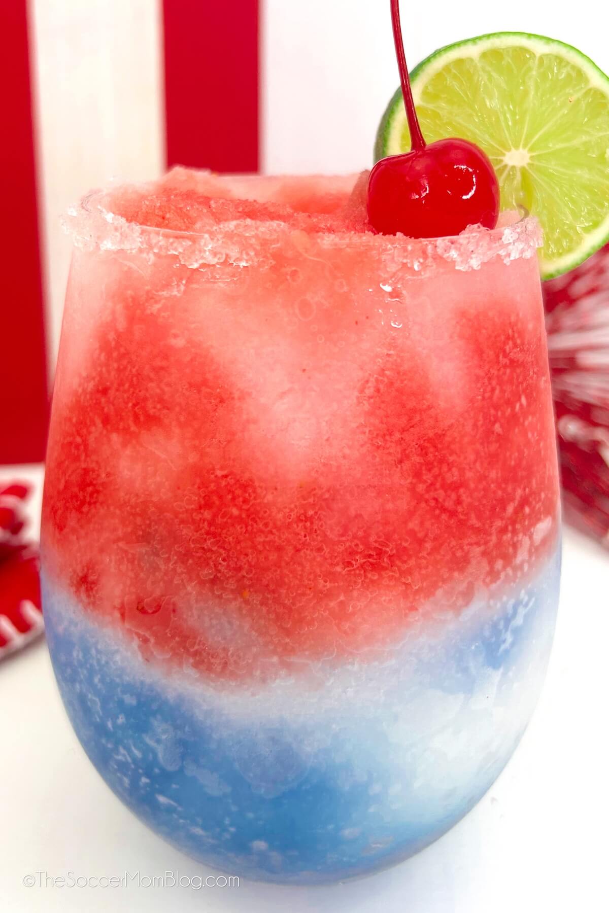 red white and blue frozen margarita