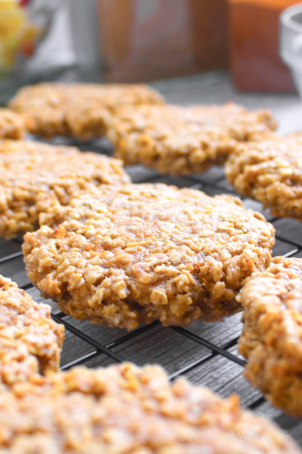 oatmeal cookies on a wire cooling rack