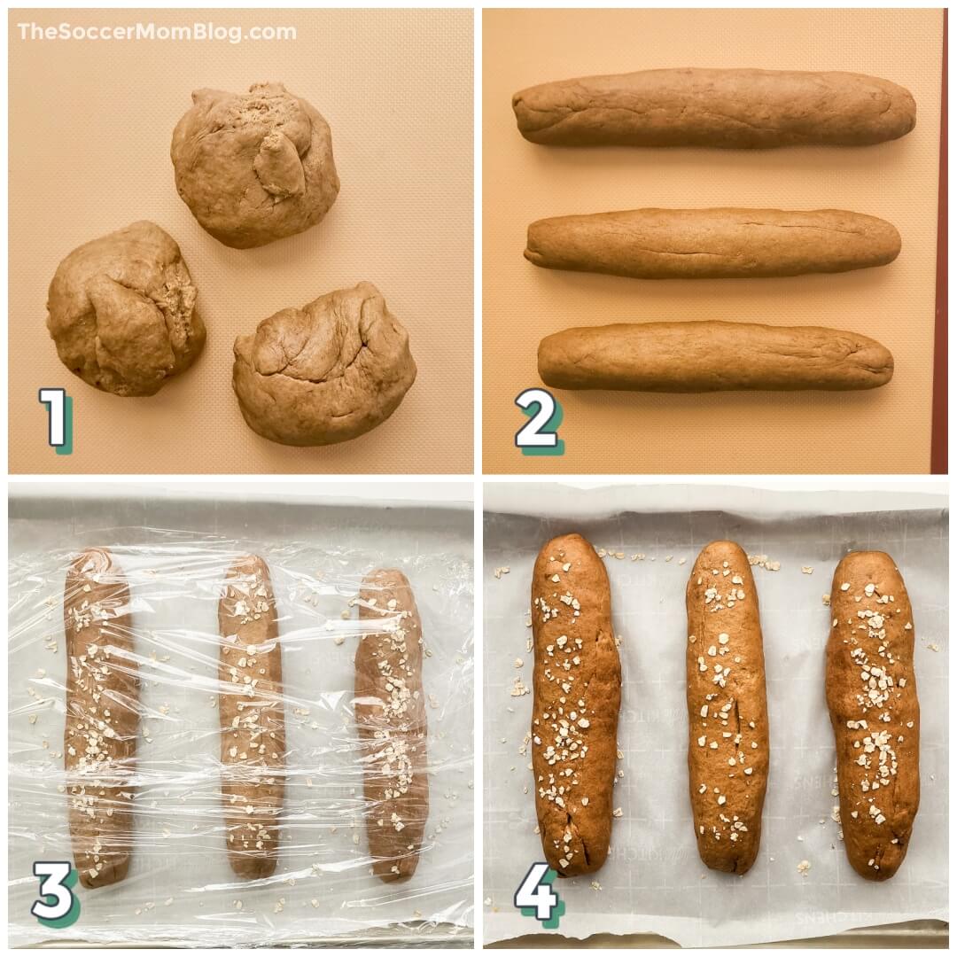 4 step photo recipe showing how to make Cheesecake Factory's brown bread at home.