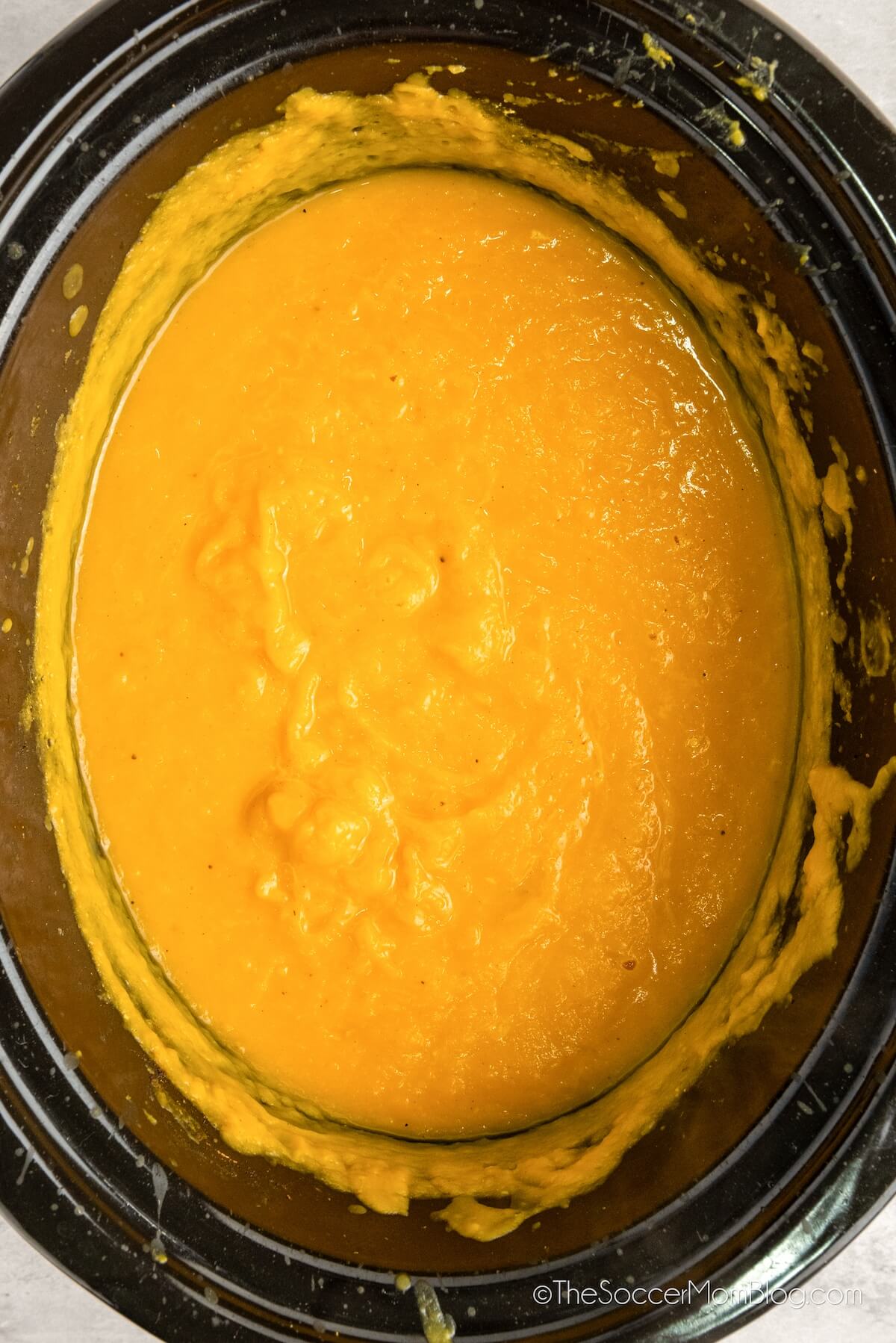butternut squash soup in a slow cooker.