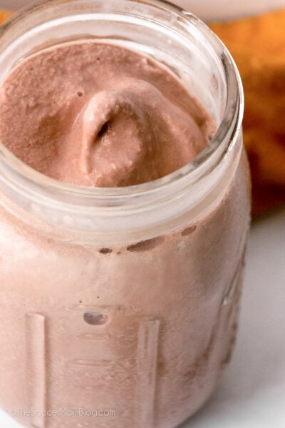 close-up of a homemade Wendy's Frosty in a mason jar