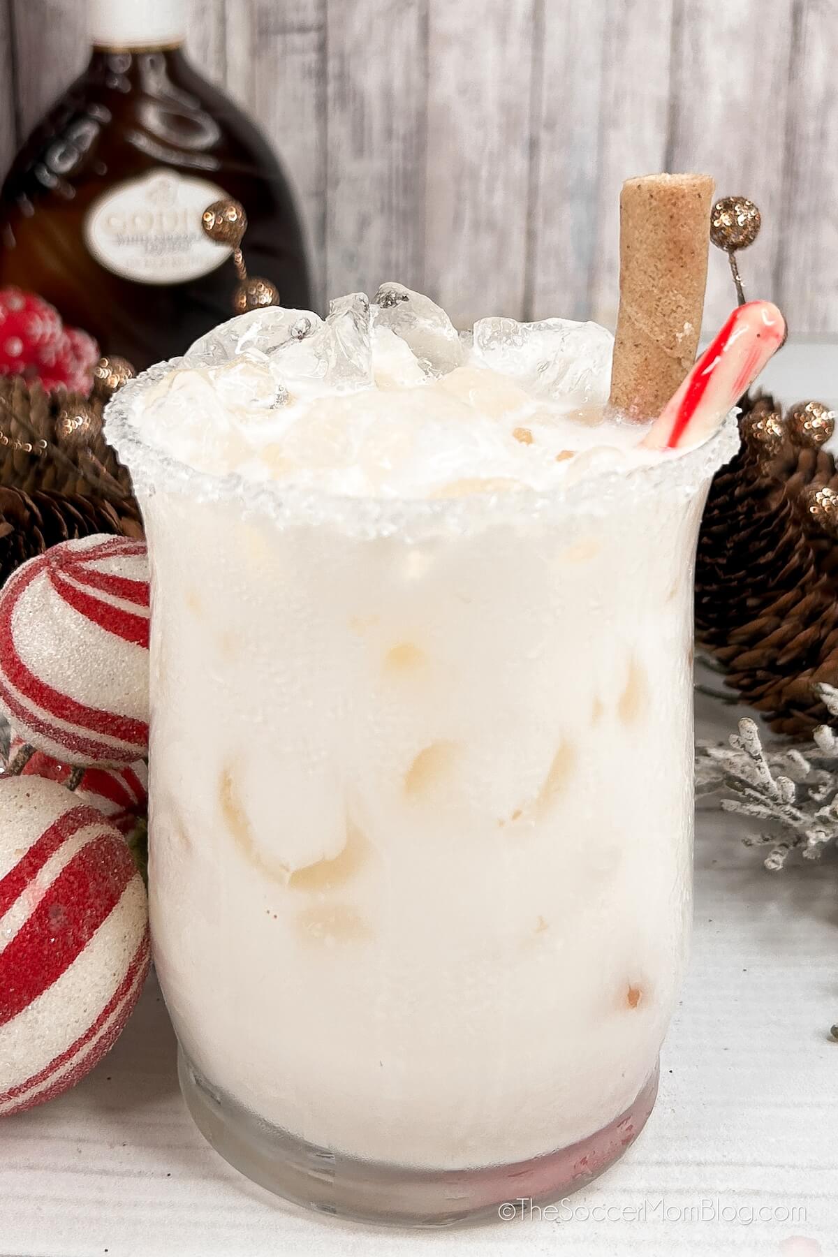 Christmas White Russian, close up.