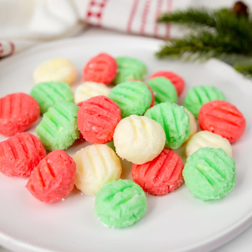 plate of homemade Christmas mints.