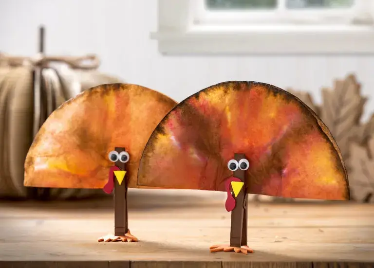 turkey craft made with clothespins and dyed coffee filters.