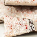 close up of homemade peppermint bark to show detail.