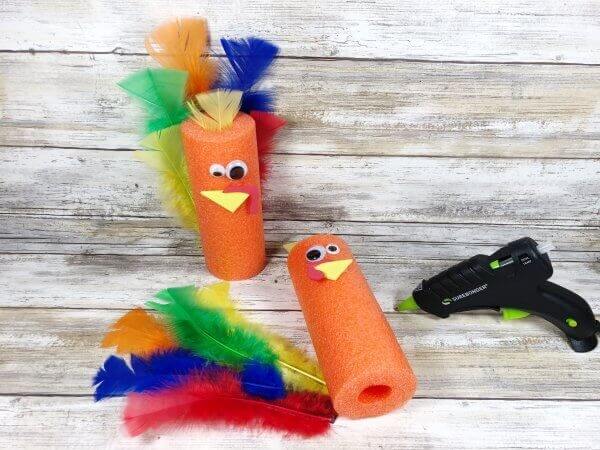 turkey craft made with pool noodles.