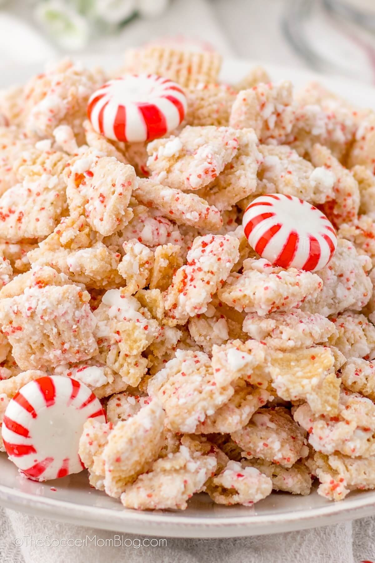 candy coated peppermint Chex mix.