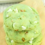 stack of 3 green Pistachio Pudding Cookies