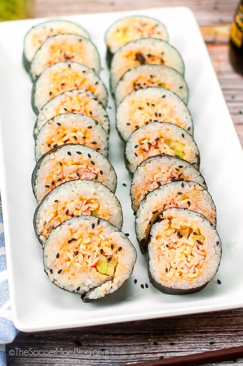 Spicy Crab Sushi on plate.