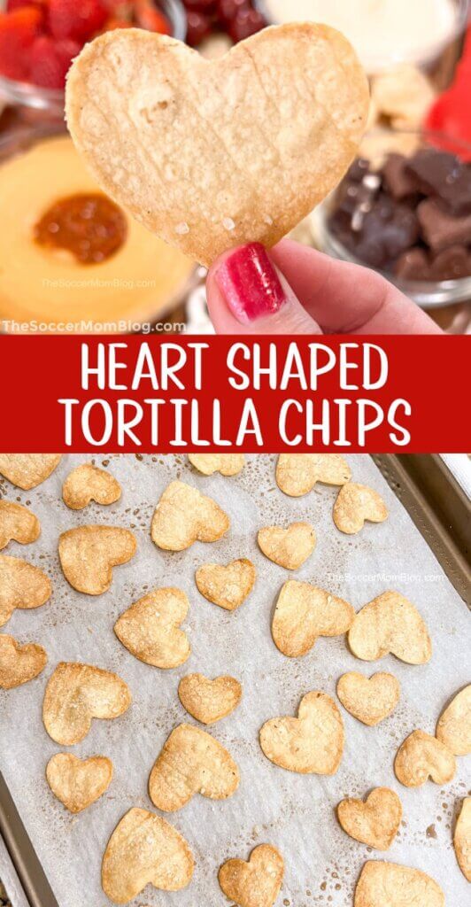heart shaped tortilla chips Pinterest image.