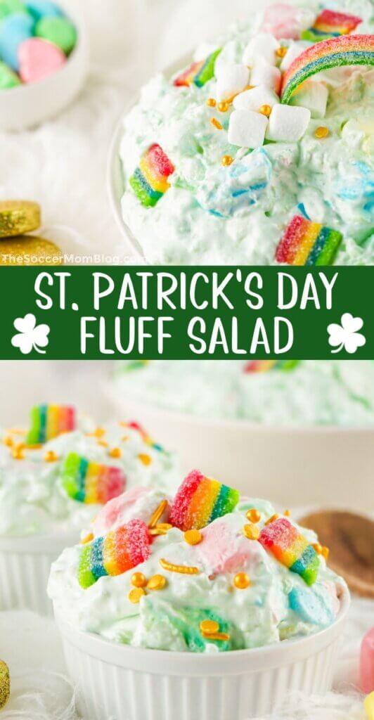 2 photo Pinterest image for St. Patrick's Day Fluff Salad.