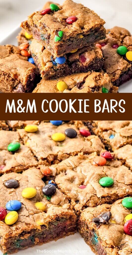 M&M Cookie Bars Pinterest image.
