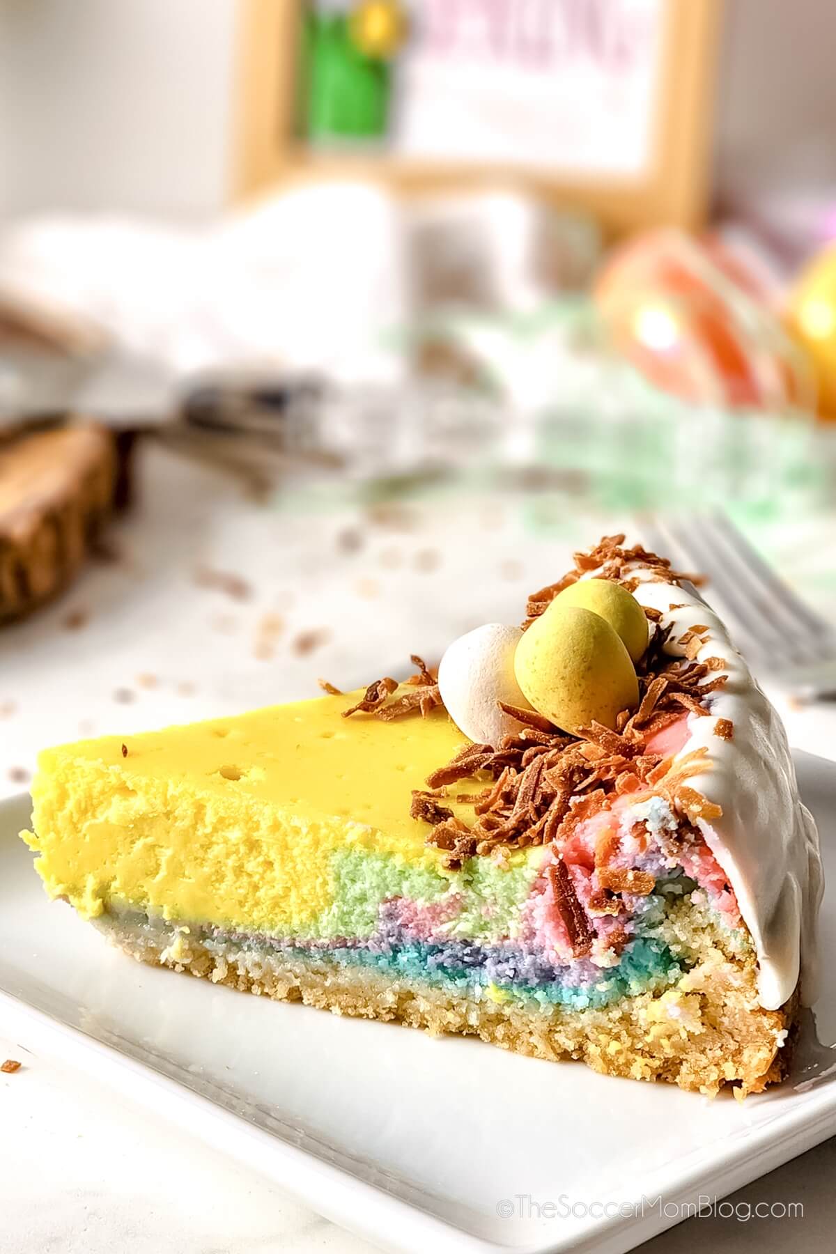 Easter Cheesecake, on plate.