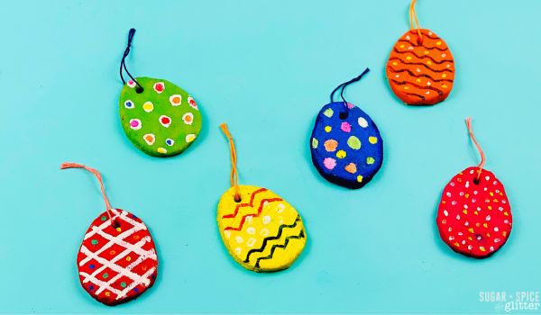 salt dough Easter egg ornaments.