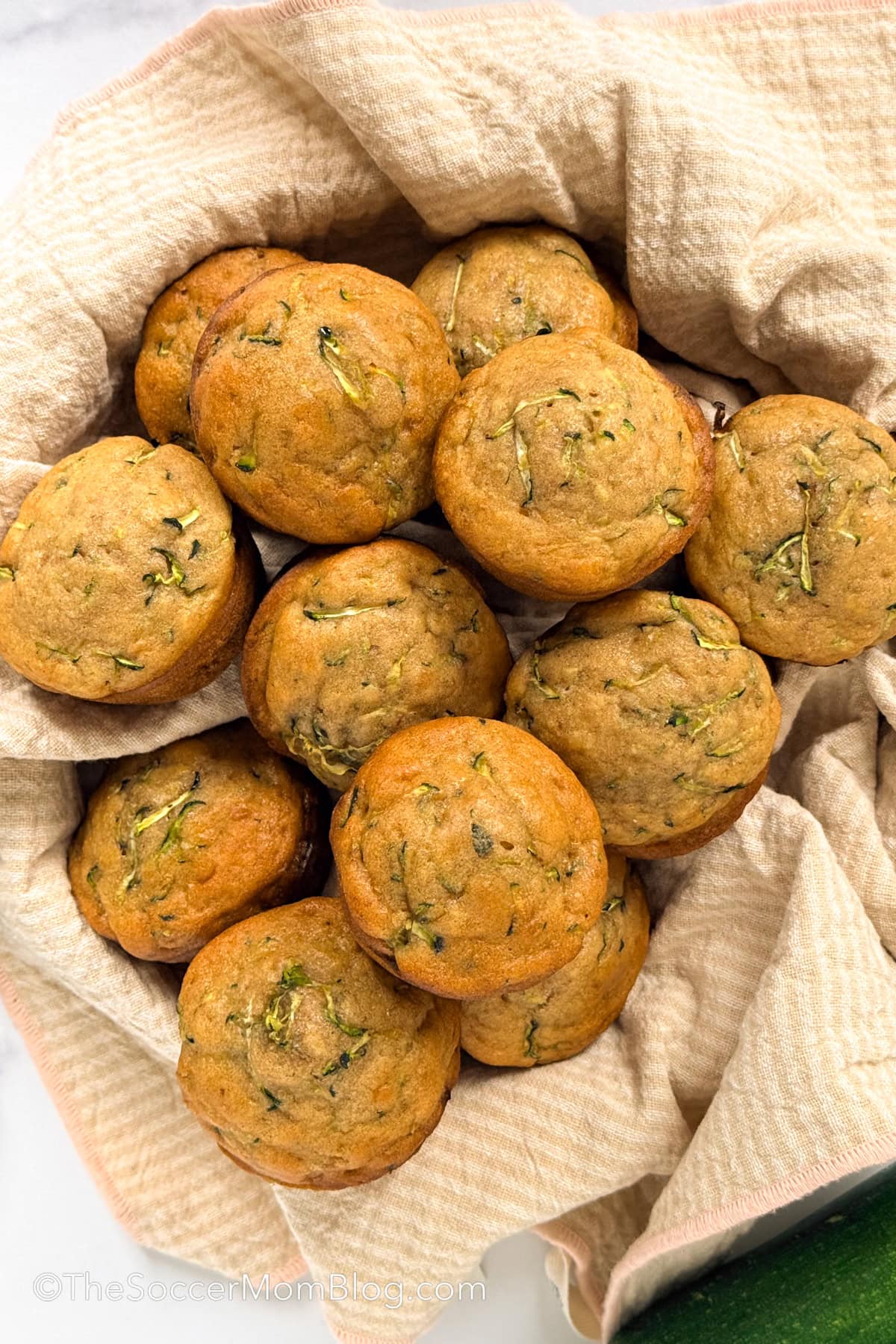 top down view of zucchini muffins.