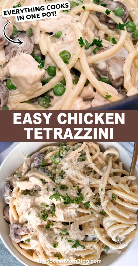 Easy Chicken Tetrazzini Pinterest Image.