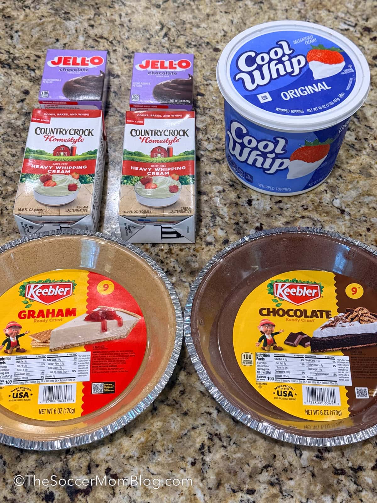 ingredients to make pudding pie.