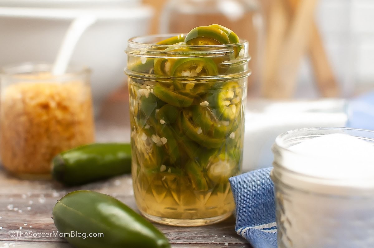 a jar of pickled jalapeño slices.